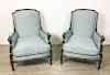 Pair French Provincial Style Upholstered Armchairs