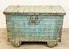 Blue Painted Provincial Indian Strongbox