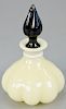 Steuben ivory glass perfume bottle, having black jade stopper (stopper as is). ht. 4 1/2 in.