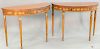 Pair of Irwin Edwardian style console tables. ht. 33 in., top 19" x 45 1/2".