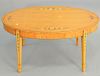 George III style oval paint decorated coffee table, ht. 17 in., lg. 36 in., top 24" x 36".