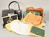 Group of II Vintage purses, Du Bonnette rectangle beaded purses, 4IL(???) Bisonte leather purse bags, wallet clutch, Walborg purse, three beaded clutc