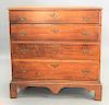 Chippendale four drawer chest with bracket feet. ht. 40 in., top 19 1/3" x 39 1/4".