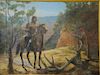 Tom Powell, oil on canvas of western landscape with hunter on horseback, signed lower right Tom Powell 1986. 30" x 40".