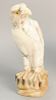 Italian marble carved eagle sculpture with glass eyes perched on a rock, ht. 11 1/2 in.