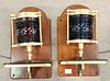 Pair of ships lanterns, green and red mounted on shelves, height 17 in., width 9 1/2 in.