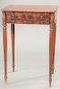Custom mahogany Sheraton style work table with bag drawer, attributed to Margolis Shops (surface scratched), ht. 28 1/2", top 19 1/2".