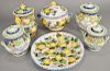 Six piece Majolica lot to include five covered pots. ht. 7 in. to 9 in.
