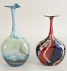 Two Vander art glass vase, signed Vander on bottom, 2011 and 2012, ht. 13 1/2 in., 11 1/4 in.