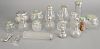 Eighteen piece lot of cut crystal with sterling silver tops. ht: 2 1/4" to 6 1/2"