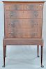 Mahogany chest on frame, ht. 63 1/2 in., wd. 38 1/2 in.
