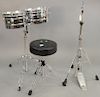 Caliente drum set, 10 in. and 14 in. timbales with chrome stand along with a Yamaha hi hat stand and stool.