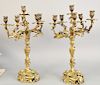 Pair of French bronze candelabras, six light, 19th century (electrofied at one point), 23 1/2 in.