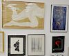 Group of Twelve prints and lithographs, Andrea Menna Taylor "Bald Eagle" 9/30 engraving, three prints, the wild cat engraving, Stewart Lizars, big nud