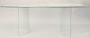 Glass top table, with curved glass supports, ht. 28 1/2 in., top 42 x 72 in.