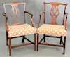 Pair of George IV mahogany arm chairs, 18th century, ht. 36 1/2 in.