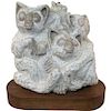 "Huddled Lemurs" Modern Carved Marble Sculpture