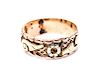 Edwardian 14K Tri-Gold Scroll & Floral Motif Ring
