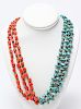 Navajo Silver Turquoise Coral & Agate Necklace