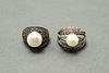 Group of Silver Pearl Diamond & Pyrite Rings, 2