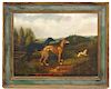 19th C. English Hound Painting Oil on Canvas