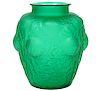 Rene Lalique 'Domremy' Emerald Green Vase