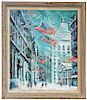 Philip Corley 'N.Y. Stock Exchange' Oil on Canvas