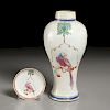 Chinese Export "Perching Parrot" Vase & Dish