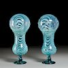 Pair Marbrie Glass Witch Balls on Vase Stands