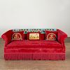 Nice Red Velvet Sofa with Victorian Beadwork
