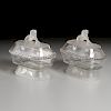 Pair American Pattern Glass Tureens and Covers