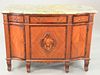 Inlaid marble top server having three drawers over three doors. top: 21 1/2" x 51", ht. 37 in. 