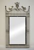 Silvered Wrought Iron Mirror with Bird Cresting