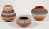 3 Pcs Navajo Sgraffito Pottery Vessels