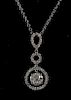 14KWG w/ 18K & Diamond Halo Style Pendant Necklace