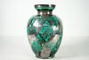 Silver Overlay Emerald Vase