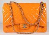 Jumbo Chanel Patent Leather Flap Bag in Orange