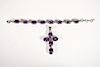 925 Silver & Amethyst Bracelet w/Cross Pendant