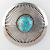 Kee Nez Silver and Turquoise Brooch