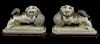 A Pair of Chinese Export Bone Foo Lion Sculptures