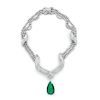 18K 63ct Diamond and 39ct Emerald Drop Necklace