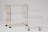 TWO LUCITE ROLLING CARTS