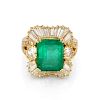 7.40ct Diamond & Emerald 18k Cocktail Ring