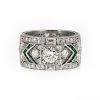 Art Deco Platinum 3.35ct Diamond Emerald Ring