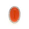 Vintage 1ct Diamond Coral 14k Gold Oval Ring