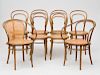 ASSEMBLED GROUP OF EIGHT BENTWOOD AND CANED DINING CHAIRS, AFTER A MODEL BY THONET, MANUFACTURED BY P.I. DINETTE