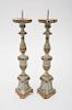 ITALIAN BAROQUE STYLE PAINTED AND PARCEL-GILT ALTAR STICKS