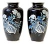 Pair of Cloisonné Floral Design Vases