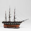 Painted Model of a Three-Mast Sailing Ship