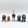 Group of Five American Painted Wood Animal Toys, by Schoenhut